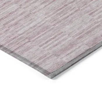 10' X 14' Blush Pink And Beige Striped Washable Indoor Outdoor Area Rug