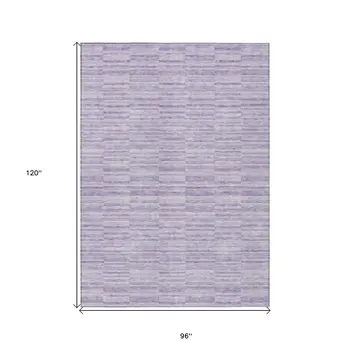 8' X 10' Plum And Purple Striped Washable Indoor Outdoor Area Rug
