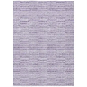 9' X 12' Plum And Purple Striped Washable Indoor Outdoor Area Rug