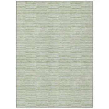 3' X 5' Sage And Green Striped Washable Indoor Outdoor Area Rug