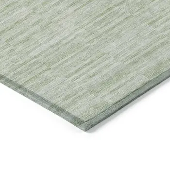 8' Sage And Green Round Striped Washable Indoor Outdoor Area Rug