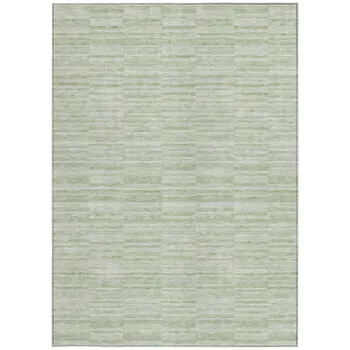 10' X 14' Sage And Green Striped Washable Indoor Outdoor Area Rug