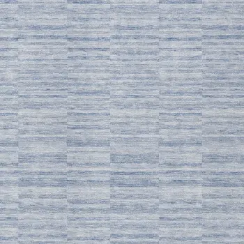 9' X 12' Sky Blue And Denim Blue Striped Washable Indoor Outdoor Area Rug