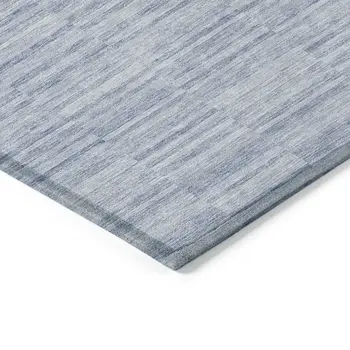 10' X 14' Sky Blue And Denim Blue Striped Washable Indoor Outdoor Area Rug