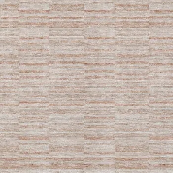 5' X 8' Salmon Copper And Beige Striped Washable Indoor Outdoor Area Rug
