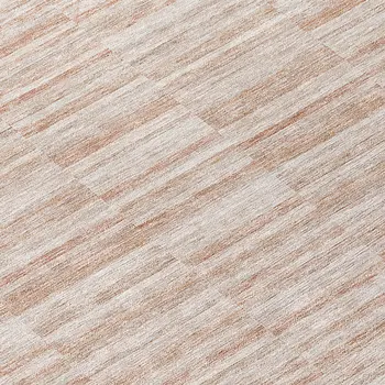 8' Salmon Copper And Beige Round Striped Washable Indoor Outdoor Area Rug