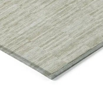 3' X 5' Taupe Beige And Tan Striped Washable Indoor Outdoor Area Rug