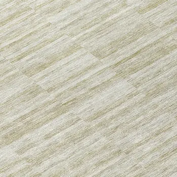 8' Taupe Beige And Tan Round Striped Washable Indoor Outdoor Area Rug