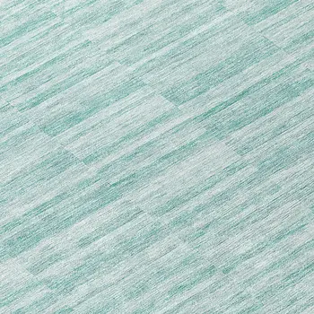 8' Turquoise Teal Blue And Gray Round Striped Washable Indoor Outdoor Area Rug