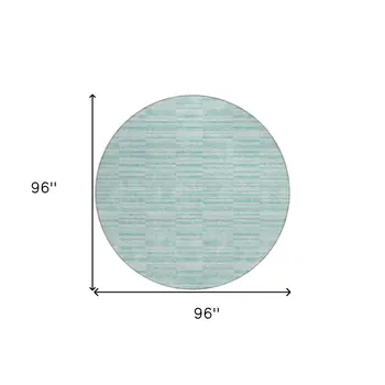 8' Turquoise Teal Blue And Gray Round Striped Washable Indoor Outdoor Area Rug