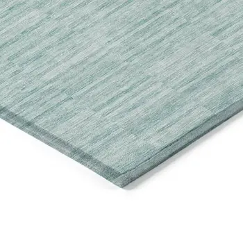 8' X 10' Turquoise Teal Blue And Gray Striped Washable Indoor Outdoor Area Rug