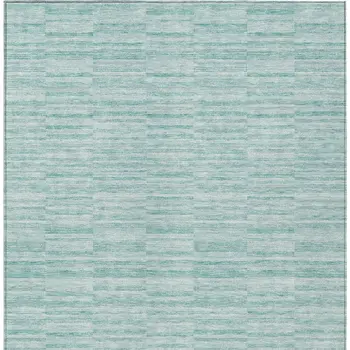 10' X 14' Turquoise Teal Blue And Gray Striped Washable Indoor Outdoor Area Rug
