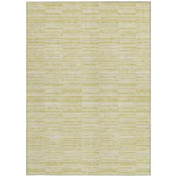3' X 5' Wheat Gold And Tan Striped Washable Indoor Outdoor Area Rug