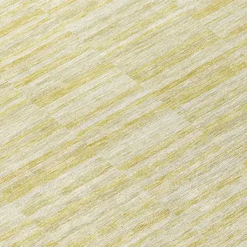 8' Wheat Gold And Tan Round Striped Washable Indoor Outdoor Area Rug