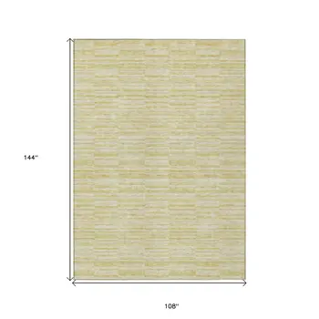 9' X 12' Wheat Gold And Tan Striped Washable Indoor Outdoor Area Rug
