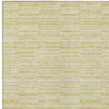 9' X 12' Wheat Gold And Tan Striped Washable Indoor Outdoor Area Rug