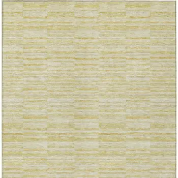 10' X 14' Wheat Gold And Tan Striped Washable Indoor Outdoor Area Rug