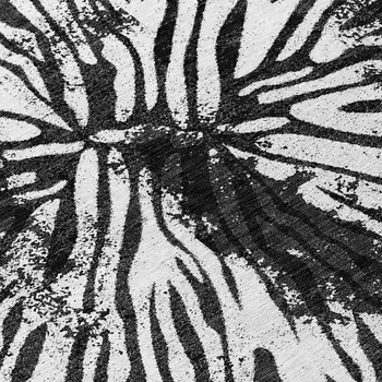 8' Black Charcoal And Ivory Round Abstract Washable Indoor Outdoor Area Rug