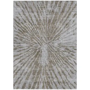 8' X 10' Brown And Gray Abstract Washable Indoor Outdoor Area Rug