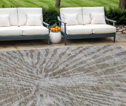 8' X 10' Brown And Gray Abstract Washable Indoor Outdoor Area Rug