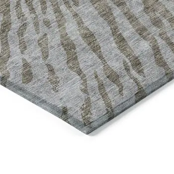 8' X 10' Brown And Gray Abstract Washable Indoor Outdoor Area Rug