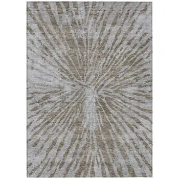 10' X 14' Brown And Gray Abstract Washable Indoor Outdoor Area Rug
