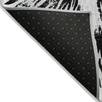 8' X 10' Ivory Black And Gray Abstract Washable Indoor Outdoor Area Rug