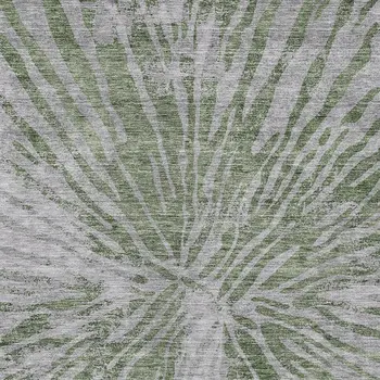 8' X 10' Olive Green Gray And Silver Abstract Washable Indoor Outdoor Area Rug