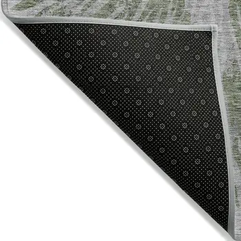 9' X 12' Olive Green Gray And Silver Abstract Washable Indoor Outdoor Area Rug