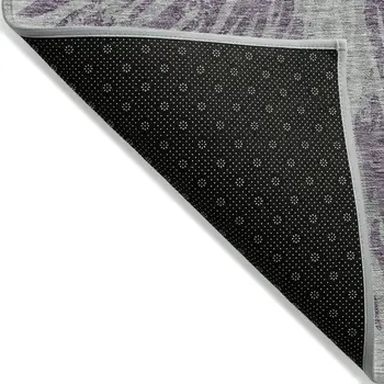 5' X 8' Purple And Gray Abstract Washable Indoor Outdoor Area Rug