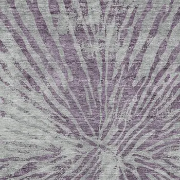 8' X 10' Purple And Gray Abstract Washable Indoor Outdoor Area Rug