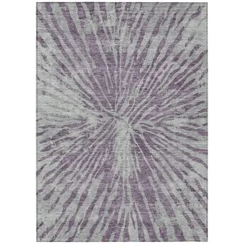 9' X 12' Purple And Gray Abstract Washable Indoor Outdoor Area Rug