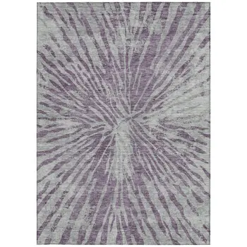 9' X 12' Purple And Gray Abstract Washable Indoor Outdoor Area Rug