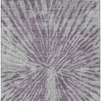 10' X 14' Purple And Gray Abstract Washable Indoor Outdoor Area Rug