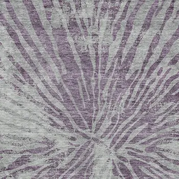 10' X 14' Purple And Gray Abstract Washable Indoor Outdoor Area Rug