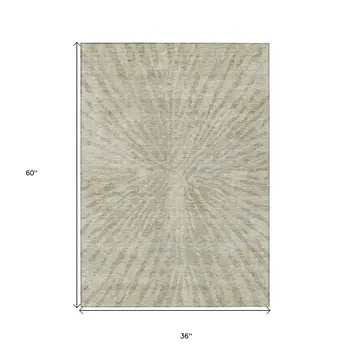 3' X 5' Taupe And Beige Abstract Washable Indoor Outdoor Area Rug