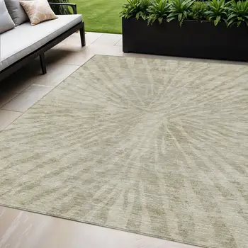 5' X 8' Taupe And Beige Abstract Washable Indoor Outdoor Area Rug