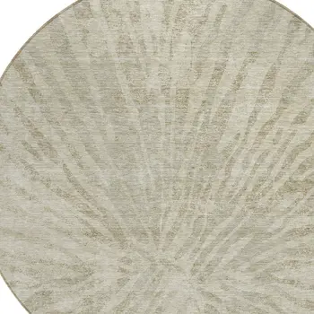 8' Taupe And Beige Round Abstract Washable Indoor Outdoor Area Rug