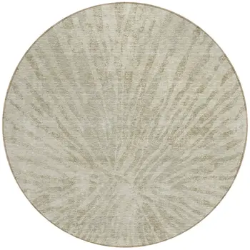 8' Taupe And Beige Round Abstract Washable Indoor Outdoor Area Rug
