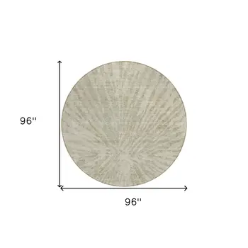 8' Taupe And Beige Round Abstract Washable Indoor Outdoor Area Rug