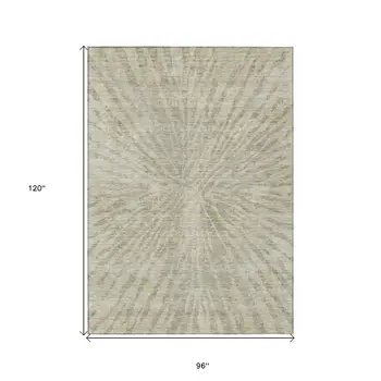 8' X 10' Taupe And Beige Abstract Washable Indoor Outdoor Area Rug