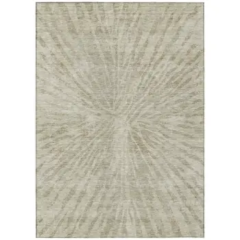 9' X 12' Taupe And Beige Abstract Washable Indoor Outdoor Area Rug