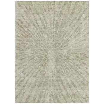 9' X 12' Taupe And Beige Abstract Washable Indoor Outdoor Area Rug