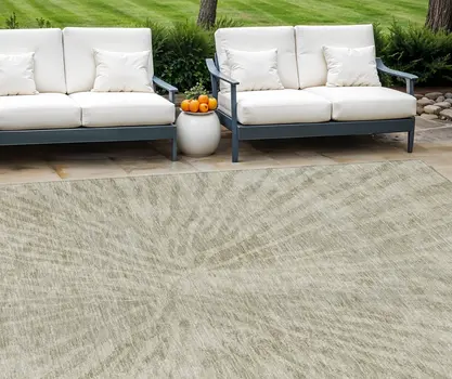 10' X 14' Taupe And Beige Abstract Washable Indoor Outdoor Area Rug