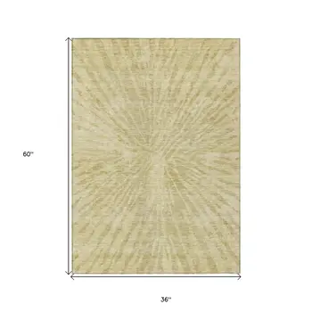 3' X 5' Wheat Beige And Tan Abstract Washable Indoor Outdoor Area Rug