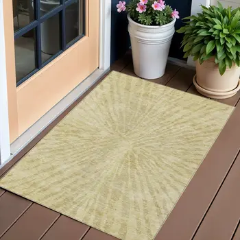 3' X 5' Wheat Beige And Tan Abstract Washable Indoor Outdoor Area Rug