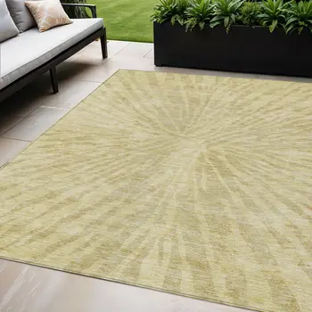 5' X 8' Wheat Beige And Tan Abstract Washable Indoor Outdoor Area Rug