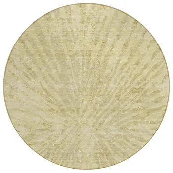 8' Wheat Beige And Tan Round Abstract Washable Indoor Outdoor Area Rug
