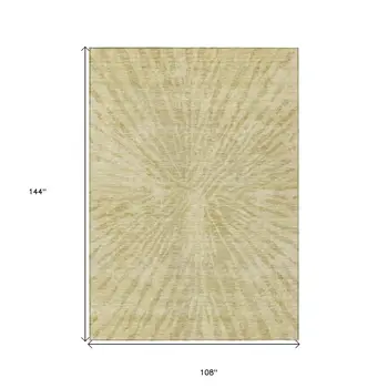 9' X 12' Wheat Beige And Tan Abstract Washable Indoor Outdoor Area Rug