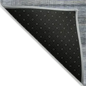 8' X 10' Denim Blue And Sky Blue Striped Washable Indoor Outdoor Area Rug